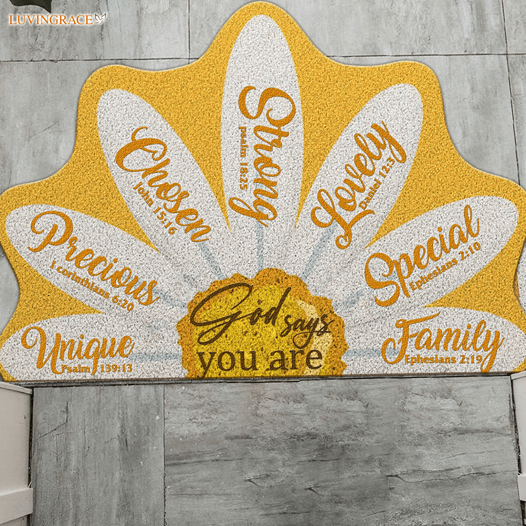 God Says You Are Daisy Half Moon Shaped Doormat
