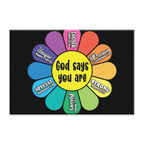 God Says You Are Happy Flower Welcome Doormat