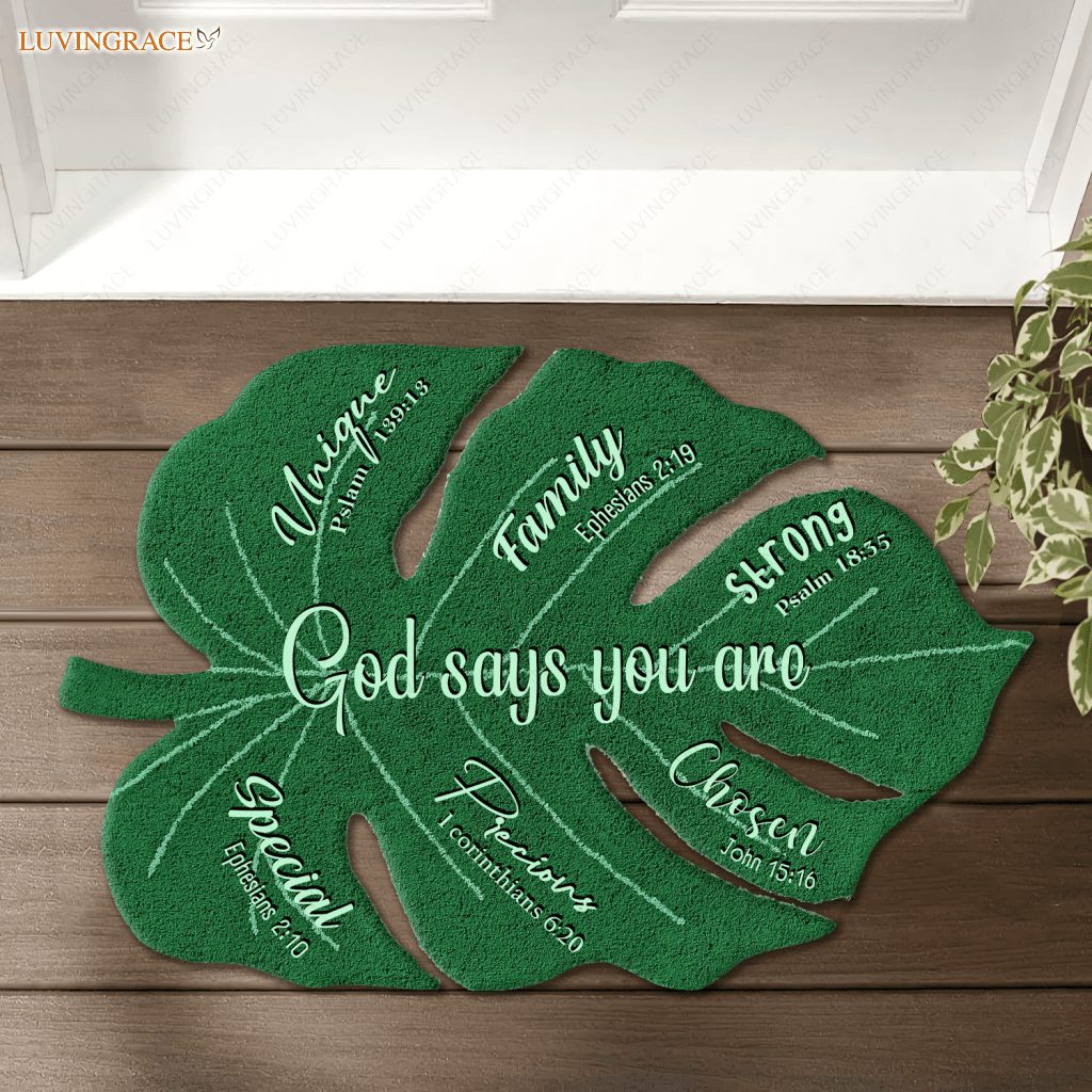 God Says You Are Urban Outfitters Monstera Leaf Shaped Luxurious Doormat