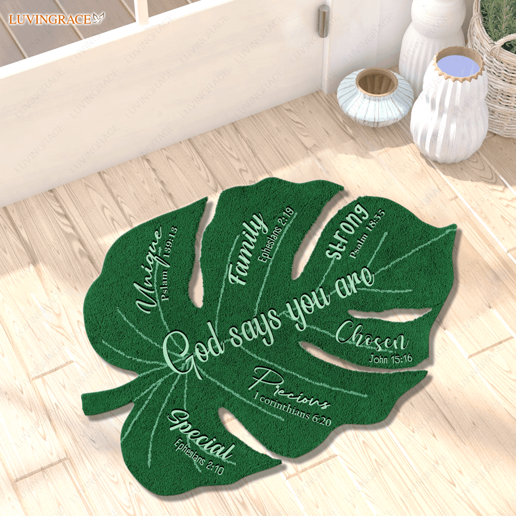 God Says You Are Urban Outfitters Monstera Leaf Shaped Luxurious Doormat