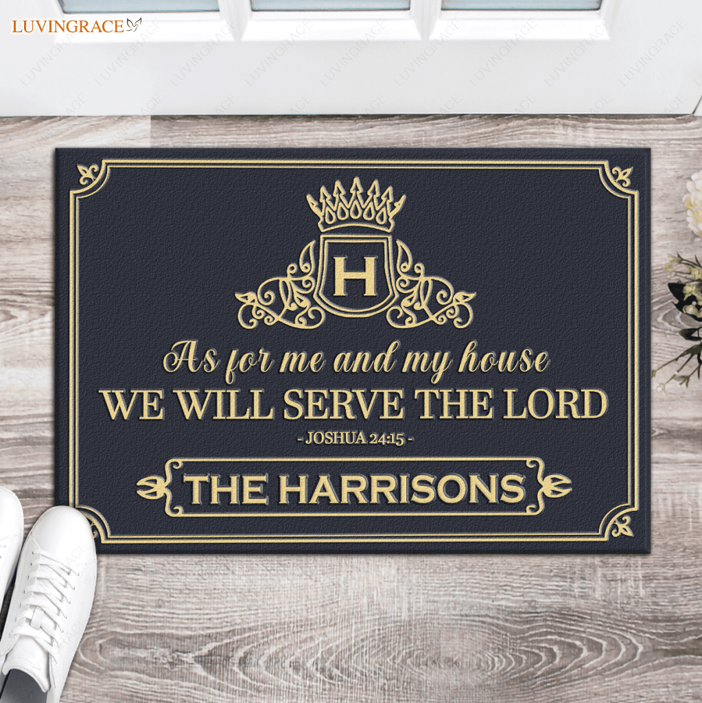 Gold Victorian Monogram Personalized Doormat