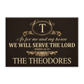 Gold Vintage Monogram Family Home Serve The Lord Personalized Doormat