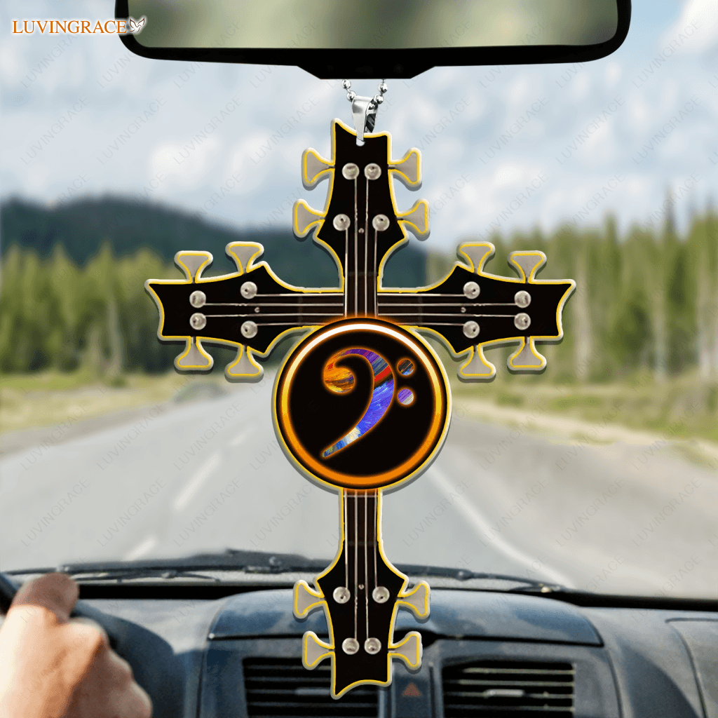 Golden Guitar Cross Ornament
