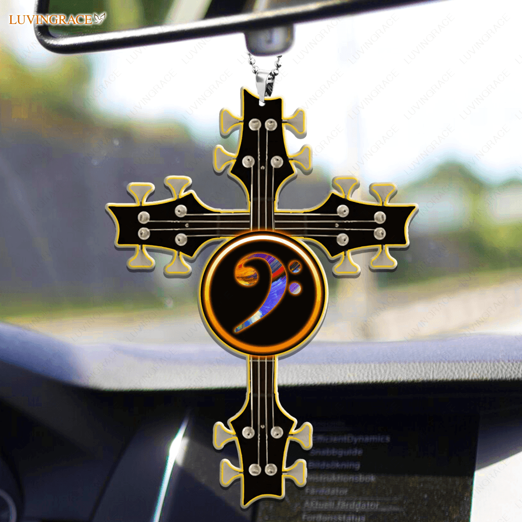 Golden Guitar Cross Ornament