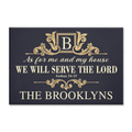 Golden Luxury Design We Will Serve The Lord Personalized Doormat