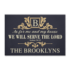 Golden Luxury Design We Will Serve The Lord Personalized Doormat
