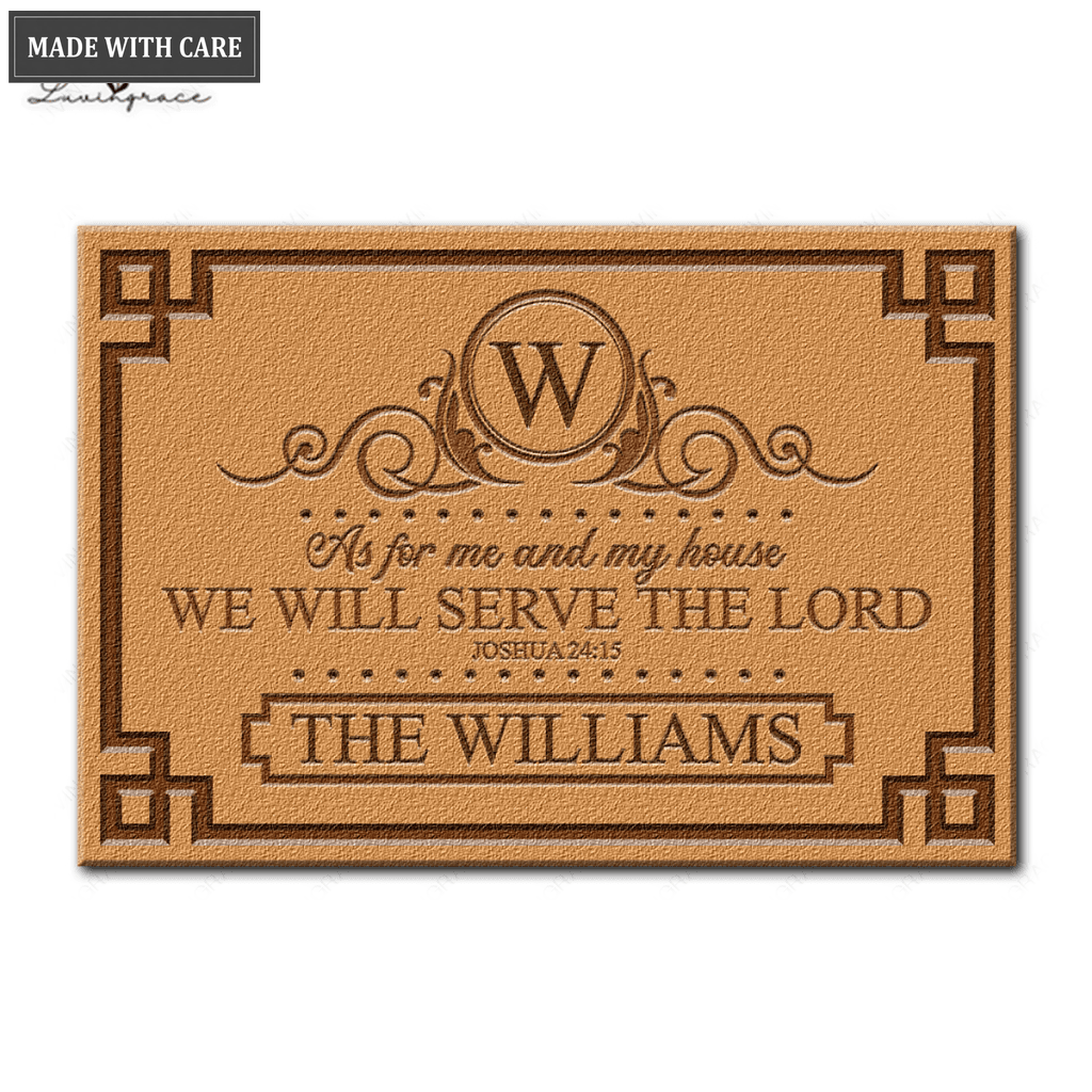Greek Border Monogram As For My House Personalized Family Doormat