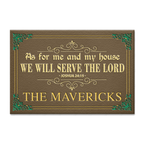 Green And Gold Serve The Lord Personalized Doormat
