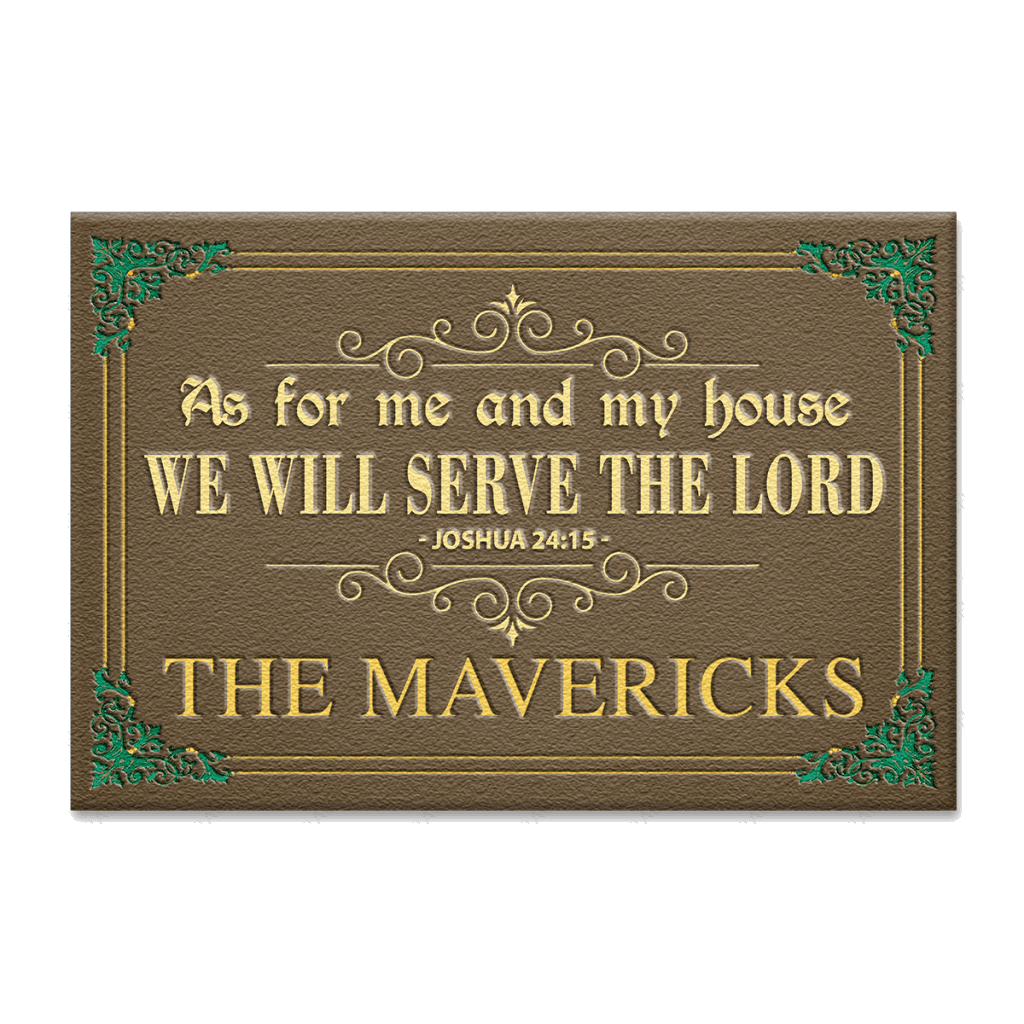 Green And Gold Serve The Lord Personalized Doormat