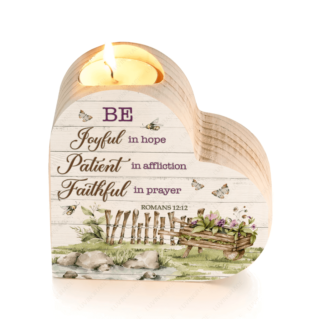 Green Garden Wooden Fence Be Joyful In Hope Candle Holder