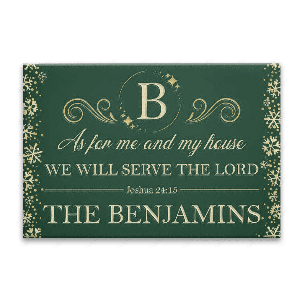 Green Snow As For Me And My House Personalized Doormat