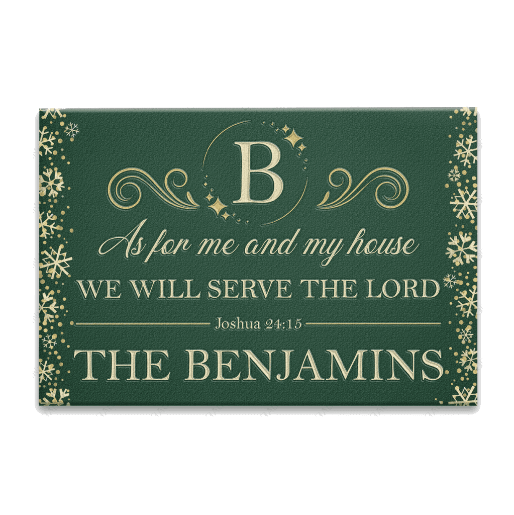 Green Snow As For Me And My House Personalized Doormat