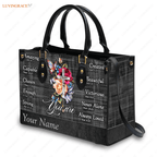 Grey Vintage Roses Cross Butterfly You Are - Personalized Custom Leather Bag Handbags