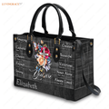 Grey Vintage Roses Cross Butterfly You Are - Personalized Custom Leather Bag Handbags