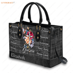 Grey Vintage Roses Cross Butterfly You Are - Personalized Custom Leather Bag Handbags