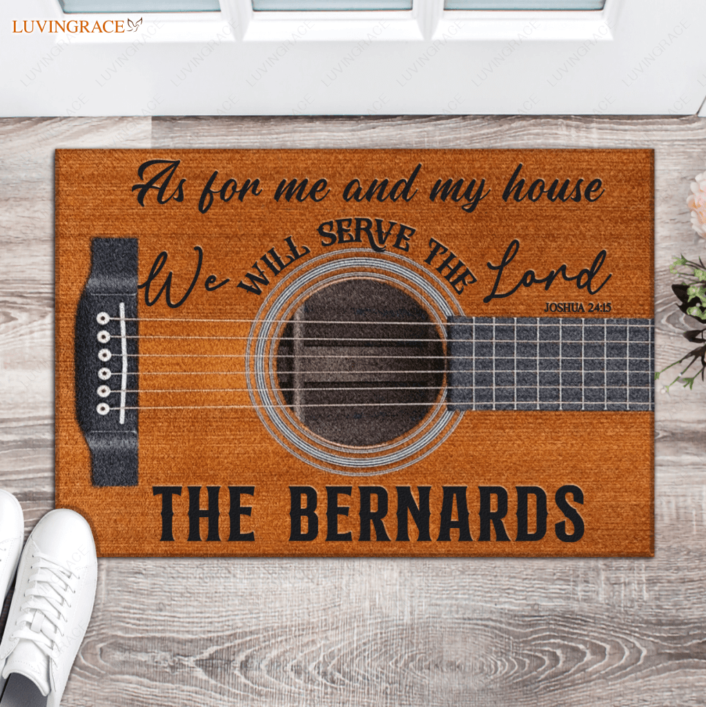Guitar Serve The Lord Personalized Doormat