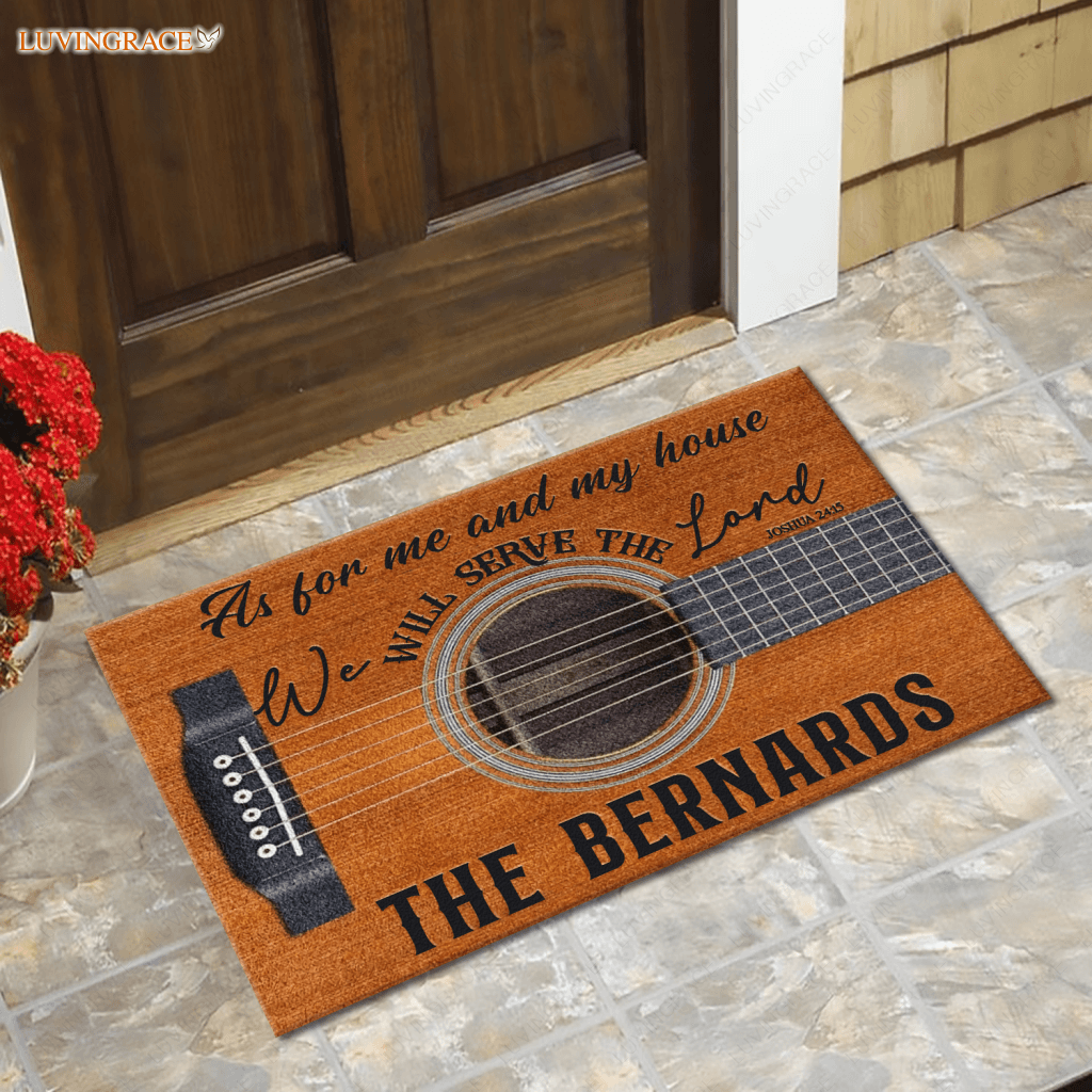 Guitar Serve The Lord Personalized Doormat