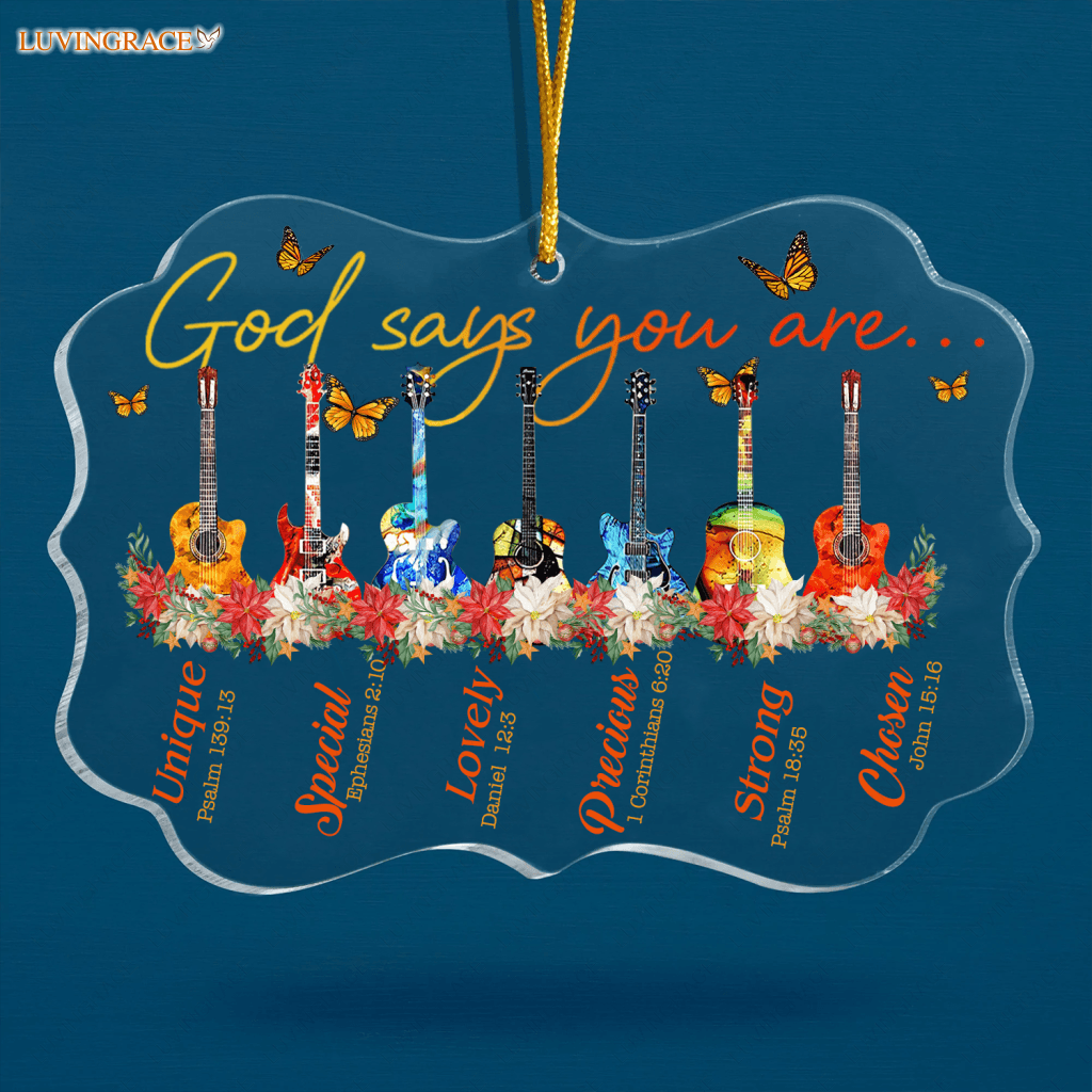 Guitars Butterfly God Says You Are Transparent Ornament
