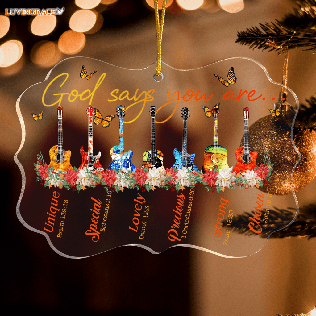 Guitars Butterfly God Says You Are Transparent Ornament