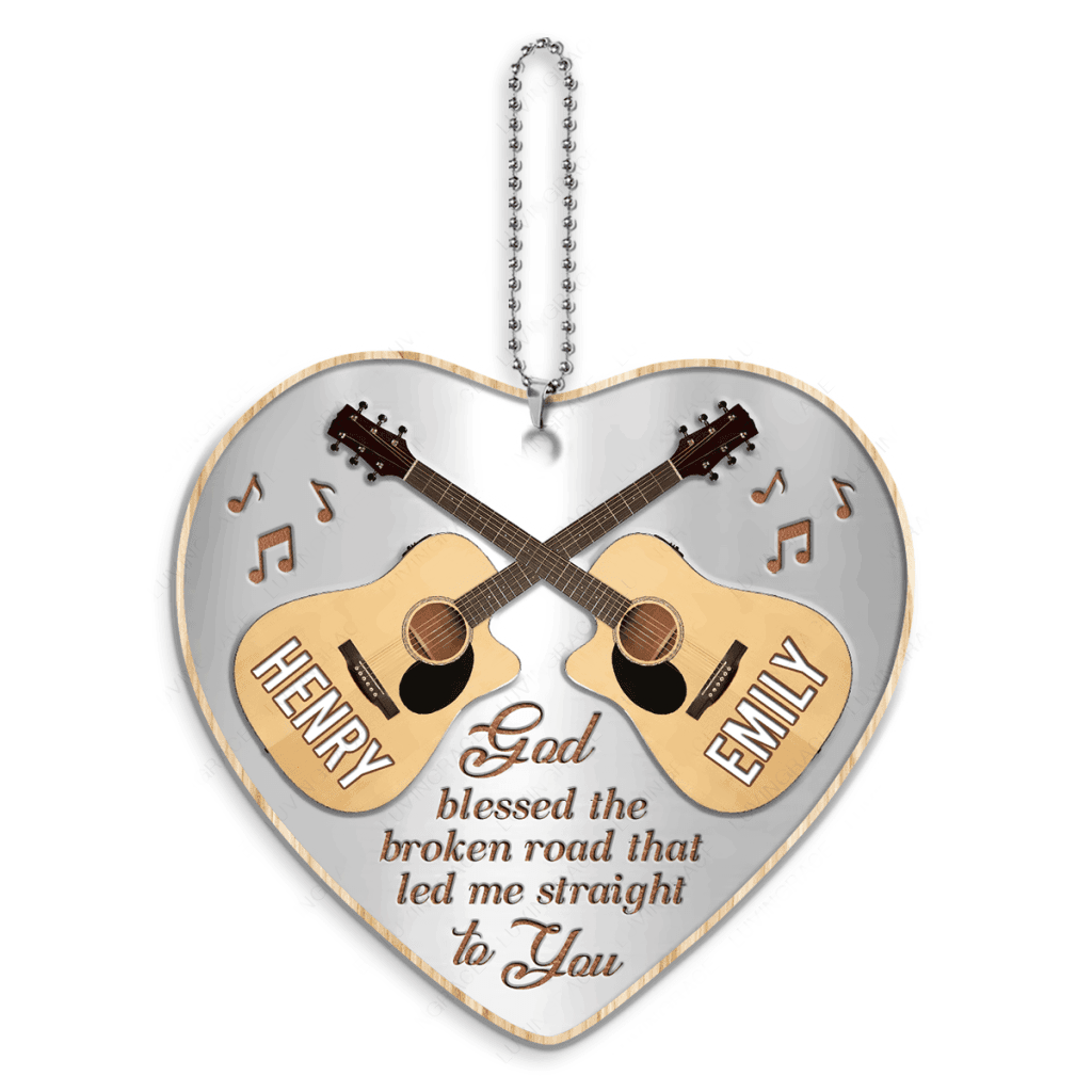 Guitars Love To Play God Blessed Personalized Heart Ornament