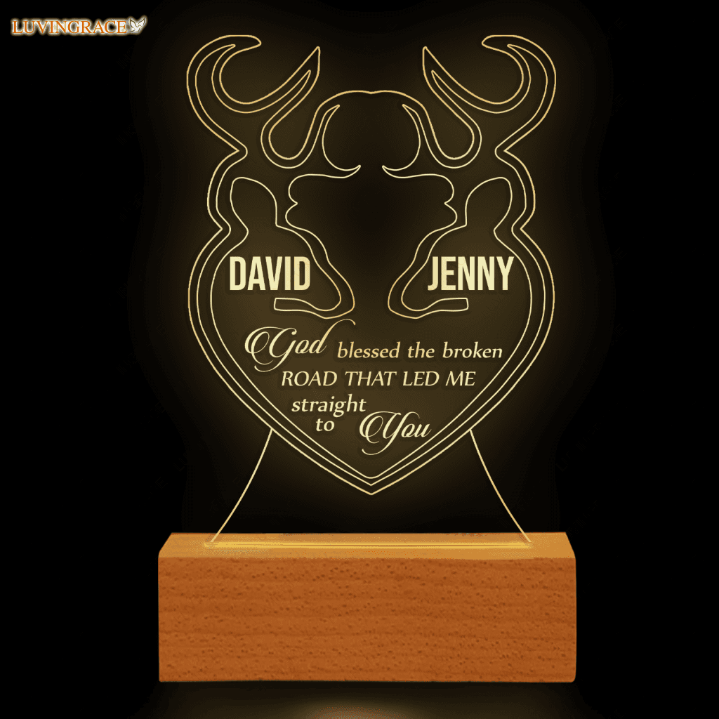 Heart Buck And Doe God Blessed Personalized Acrylic Seven Colors Night Light