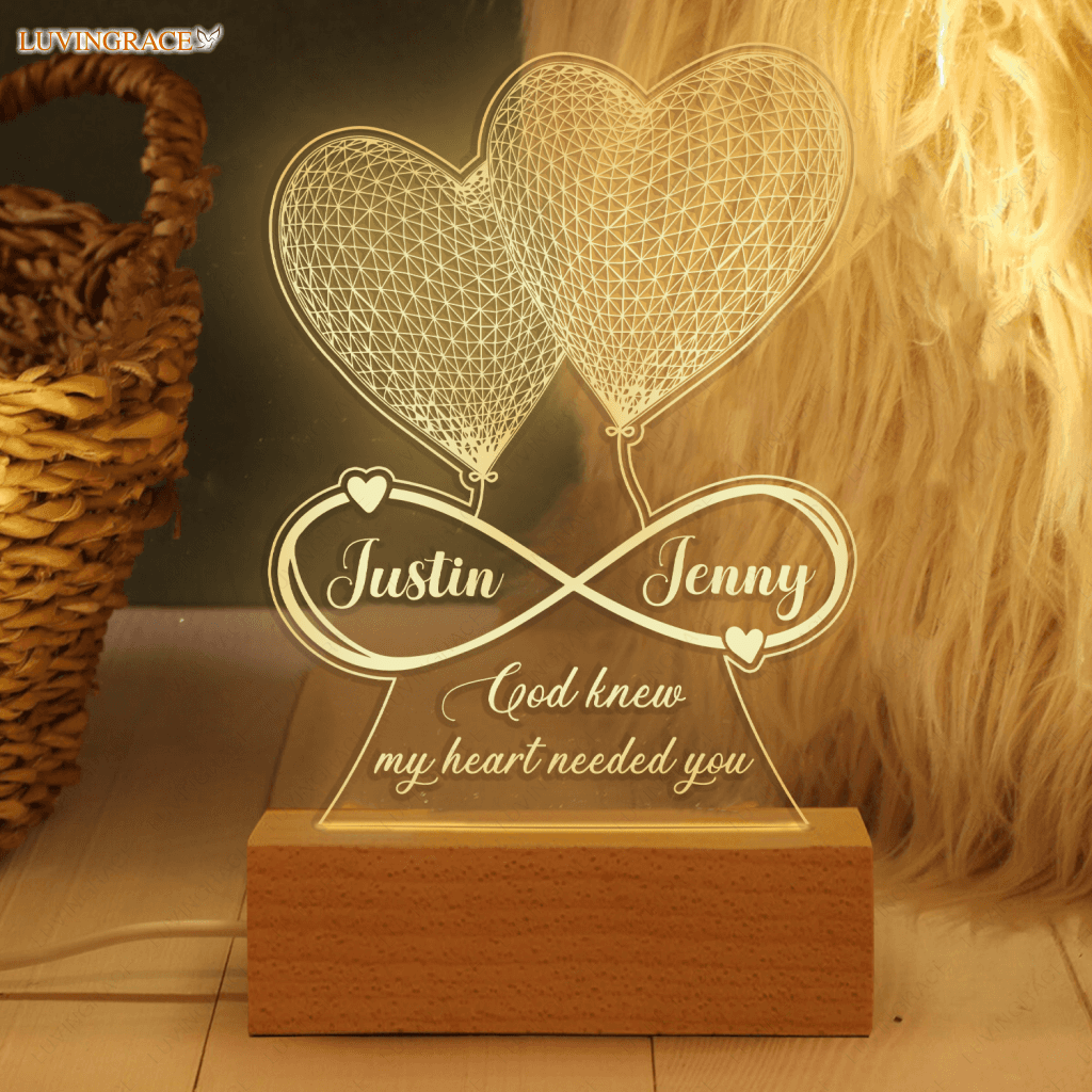 Heart Couple Infinity God Knew My Needed You Personalized Acrylic Night Light