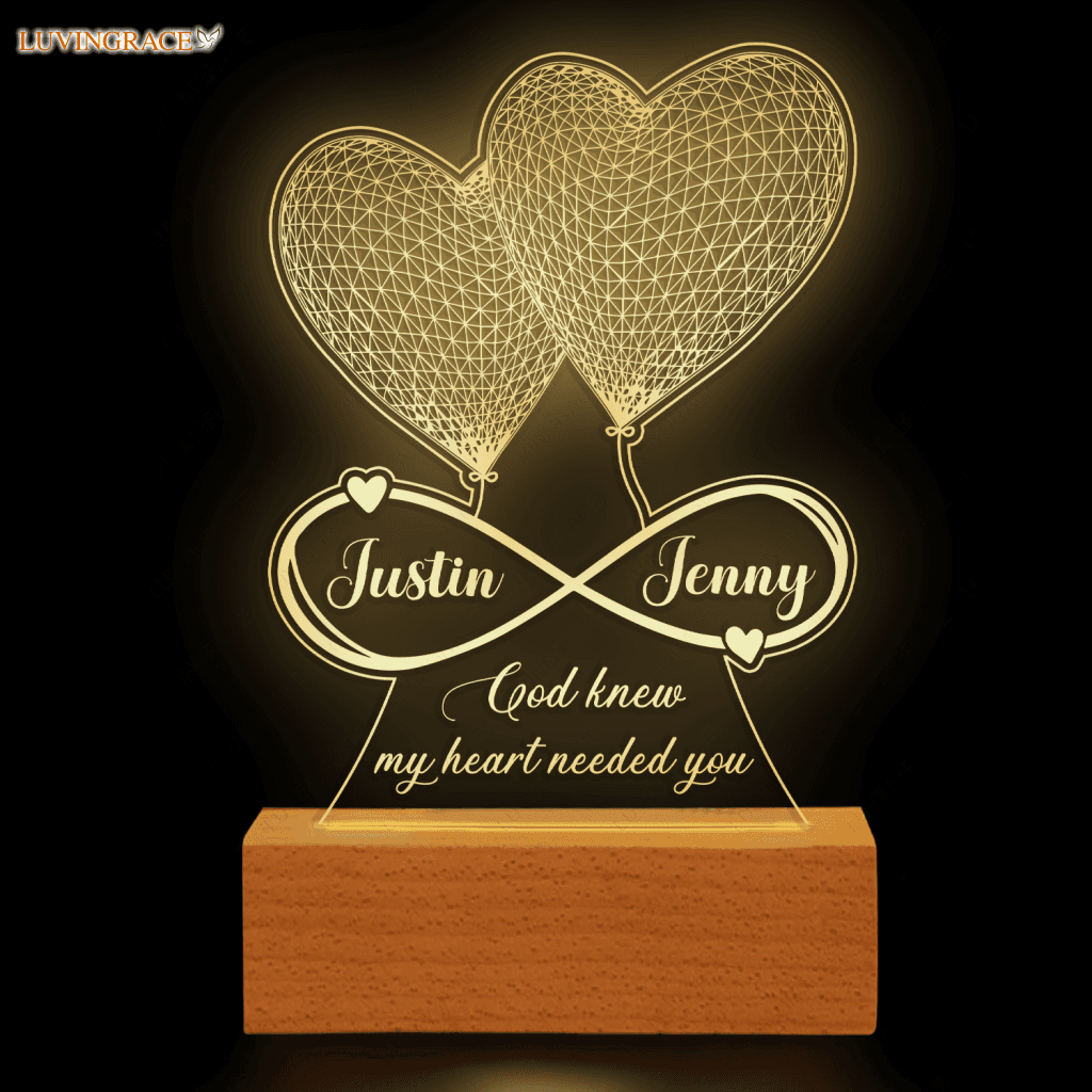 Heart Couple Infinity God Knew My Needed You Personalized Acrylic Night Light