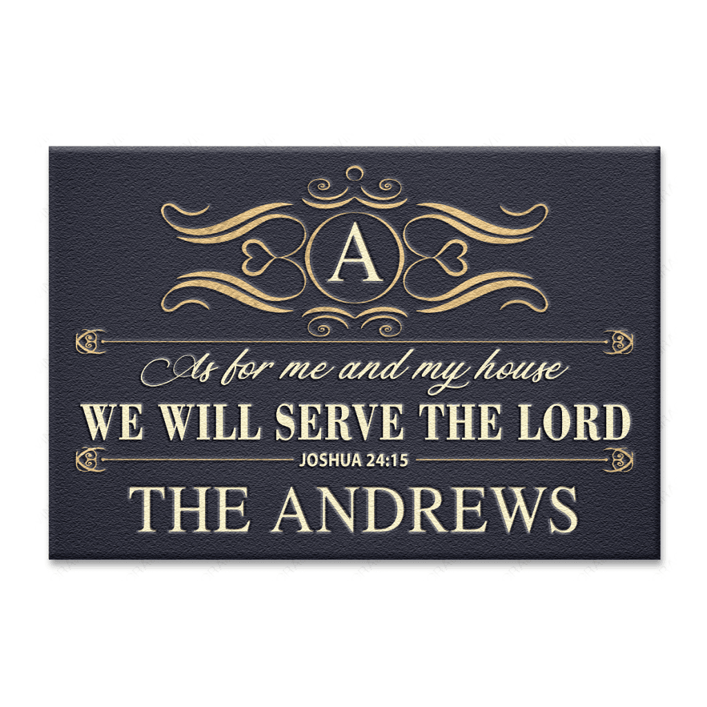Heart Monogram Serve The Lord Personalized Doormat