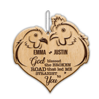Heart Rooster And Hen God Blessed Personalized Wood Engraved Ornaments