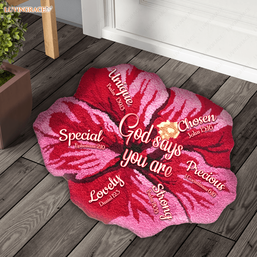 Hibicus God Says You Are Shaped Luxurious Doormat