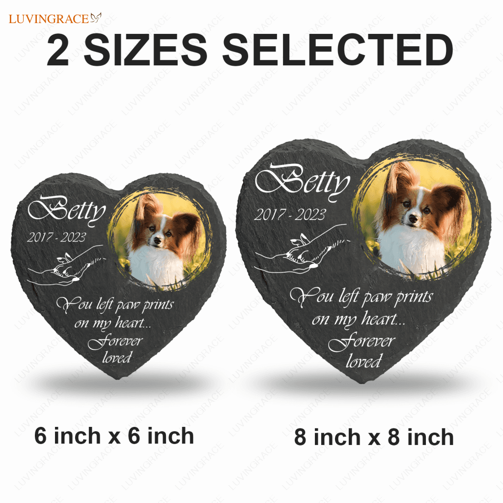 Holding Hand Dog Photo You Left Paw Prints On My Heart Custom Memorial Stone Pet Gifts -