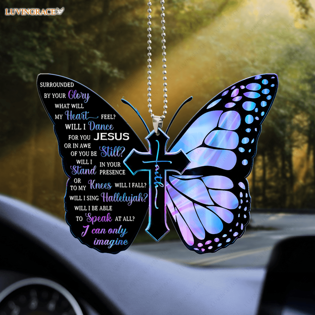Hologram Butterfly Cross Faith Imagine Ornament