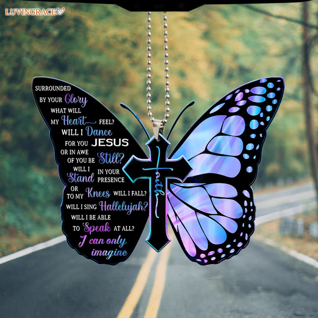 Hologram Butterfly Cross Faith Imagine Ornament