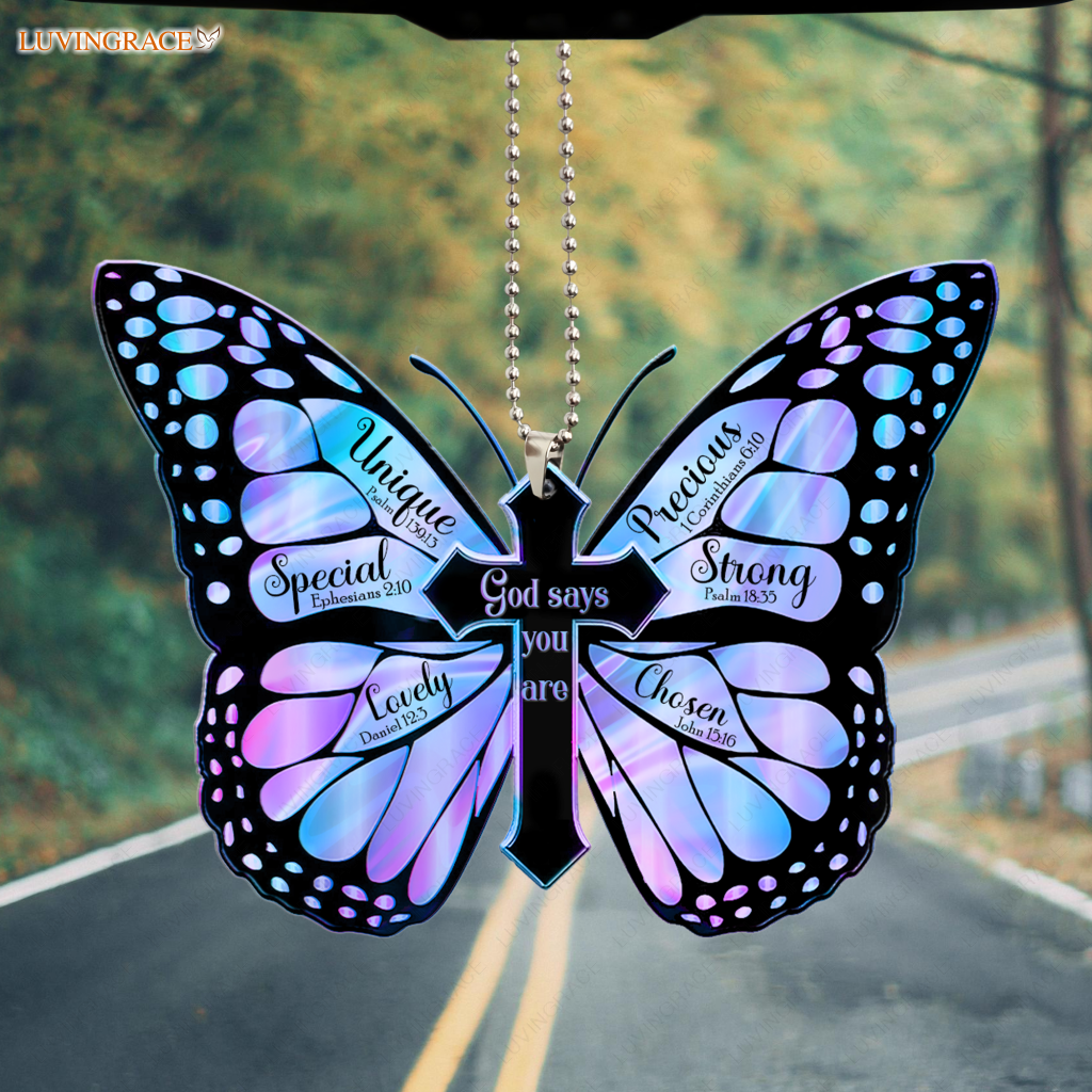 Hologram Butterfly God Says You Are Ornament