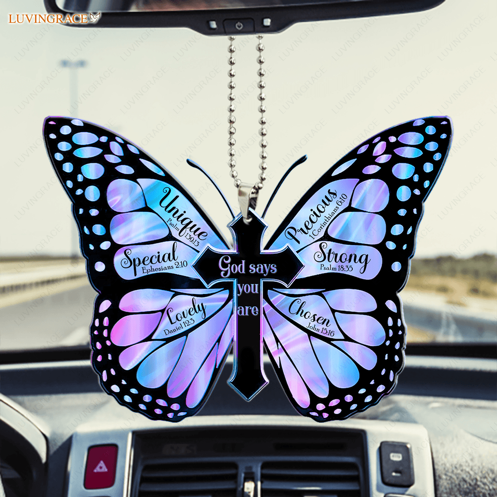 Hologram Butterfly God Says You Are Ornament