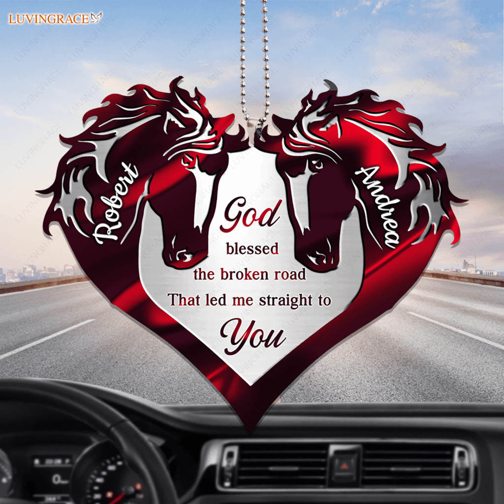 Hologram Couple Horse Heart God Blessed Personalized Ornament