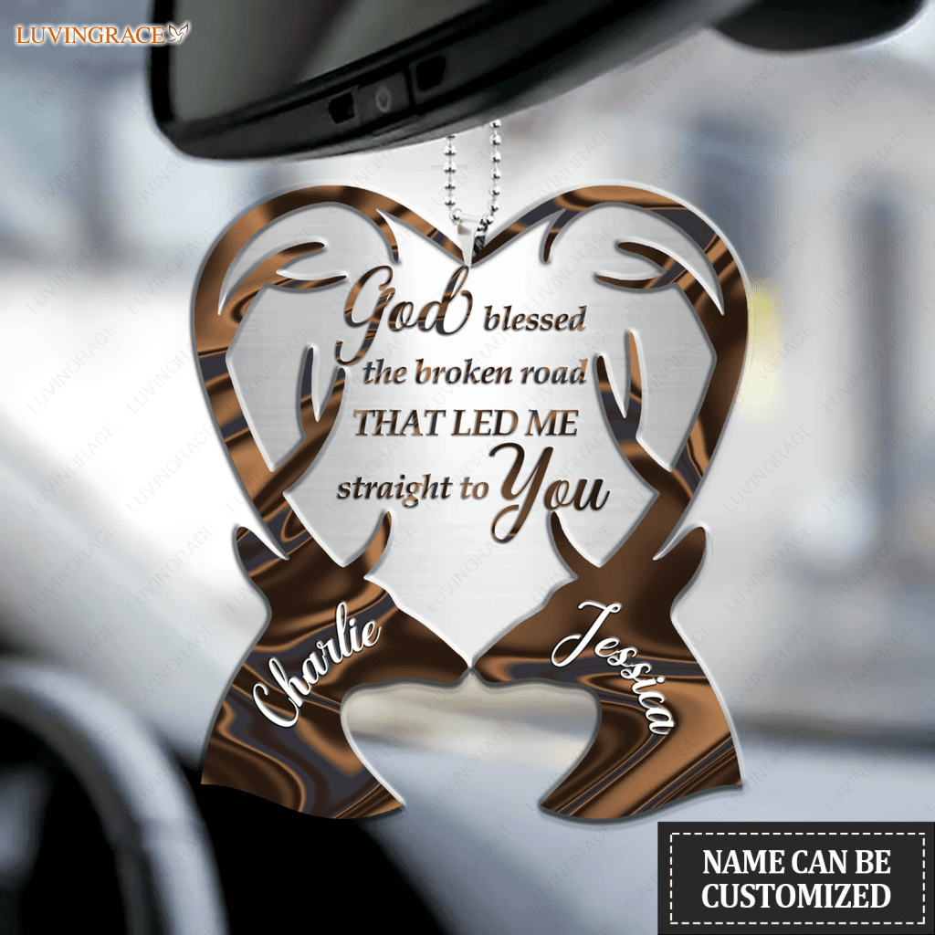 Hologram Deer Couple God Blessed Personalized Ornament