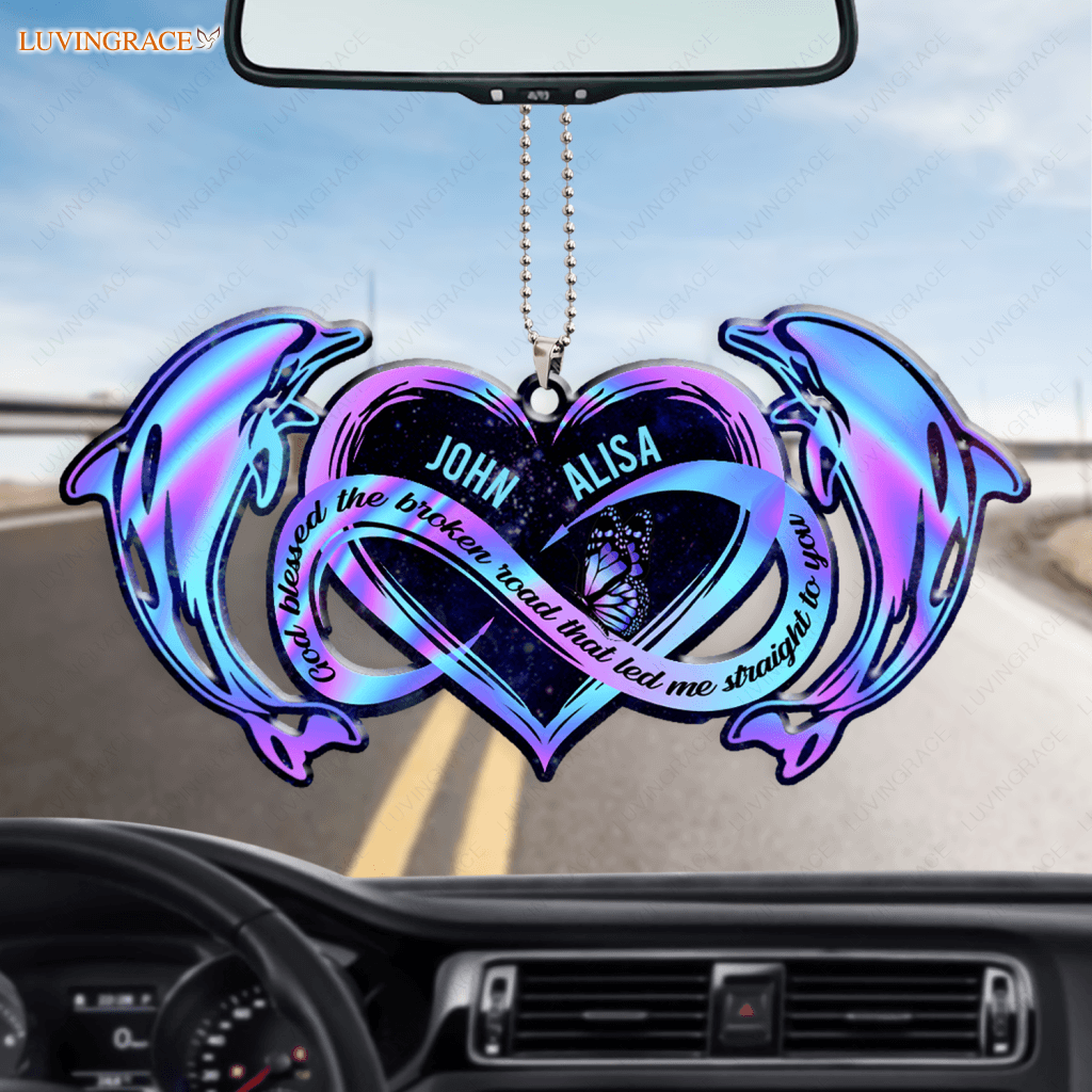 Hologram Dolphin And Infinity Heart God Blessed Personalized Ornament