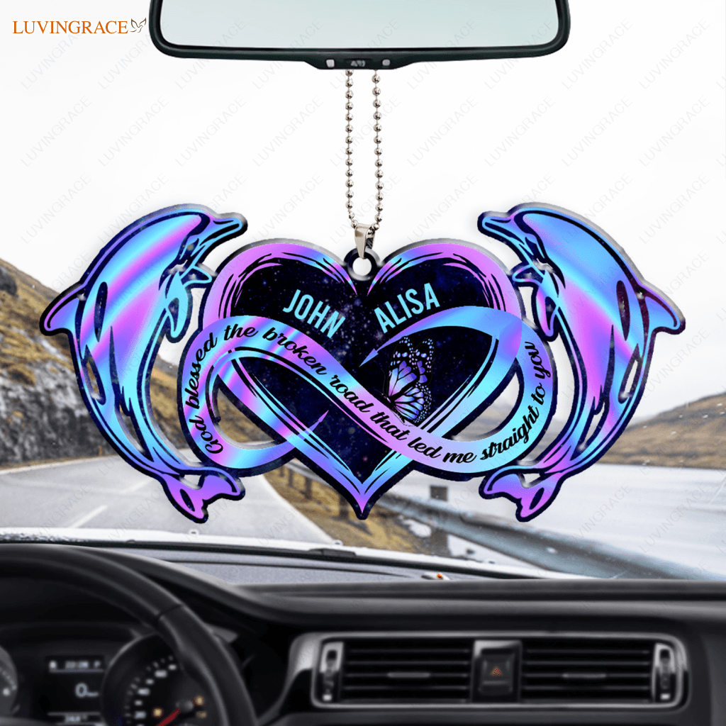 Hologram Dolphin And Infinity Heart God Blessed Personalized Ornament