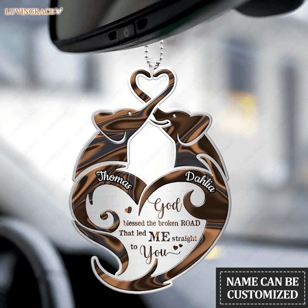 Hologram Elephant Couple God Blessed Personalized Ornament