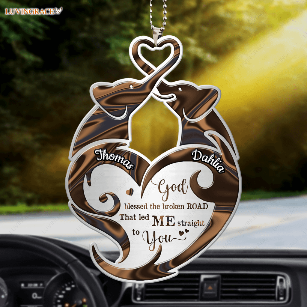 Hologram Elephant Couple God Blessed Personalized Ornament