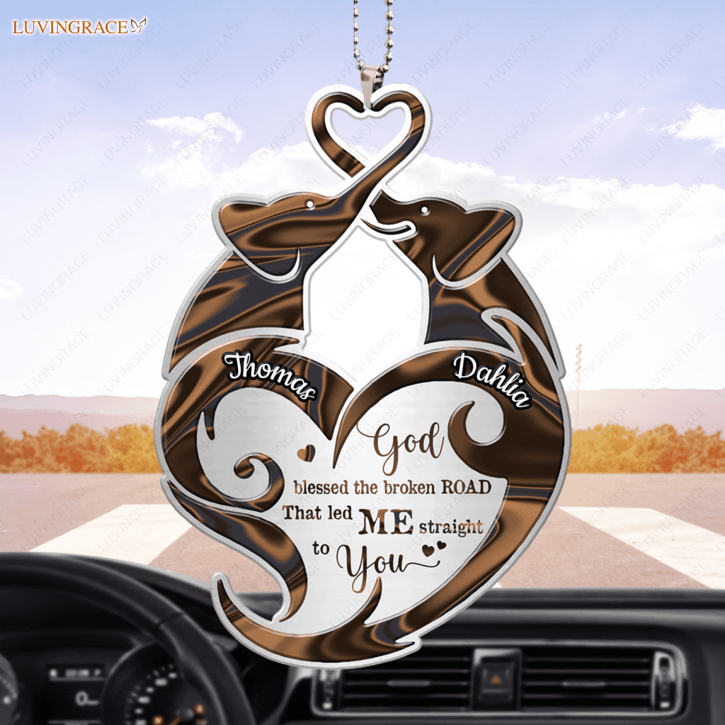 Hologram Elephant Couple God Blessed Personalized Ornament