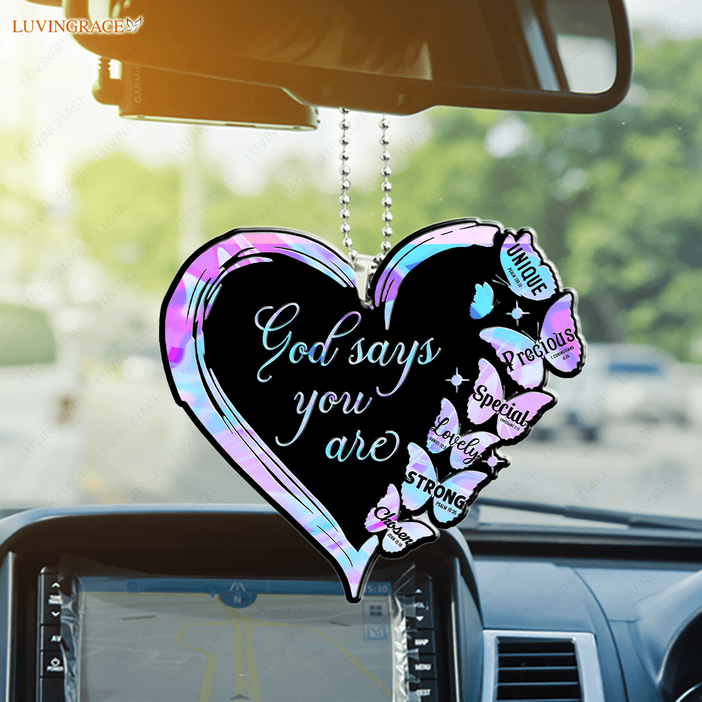 Hologram Heart And Butterflies God Says You Are Ornament