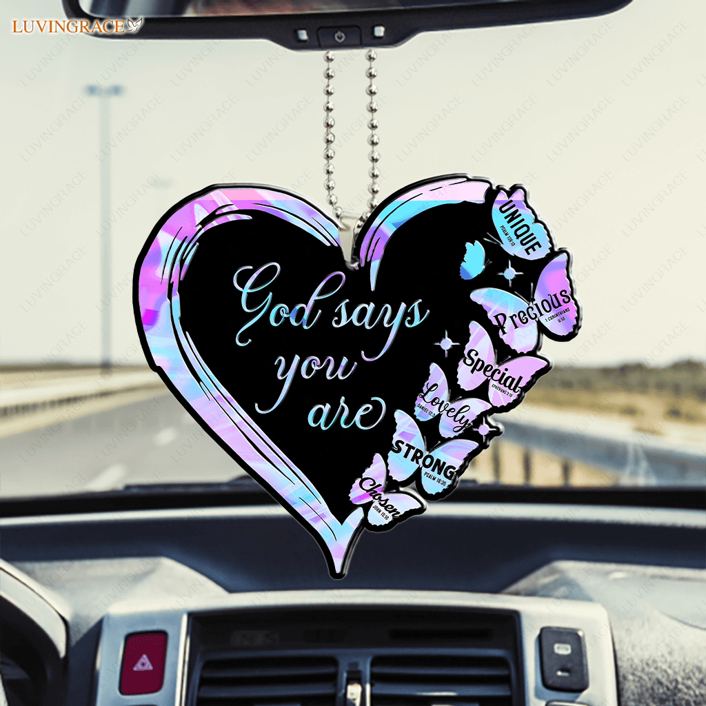 Hologram Heart And Butterflies God Says You Are Ornament
