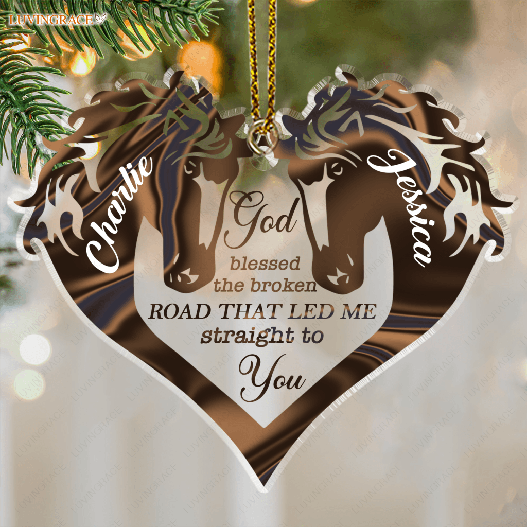 Hologram Horse Couple God Blessed Personalized Transparent Ornament