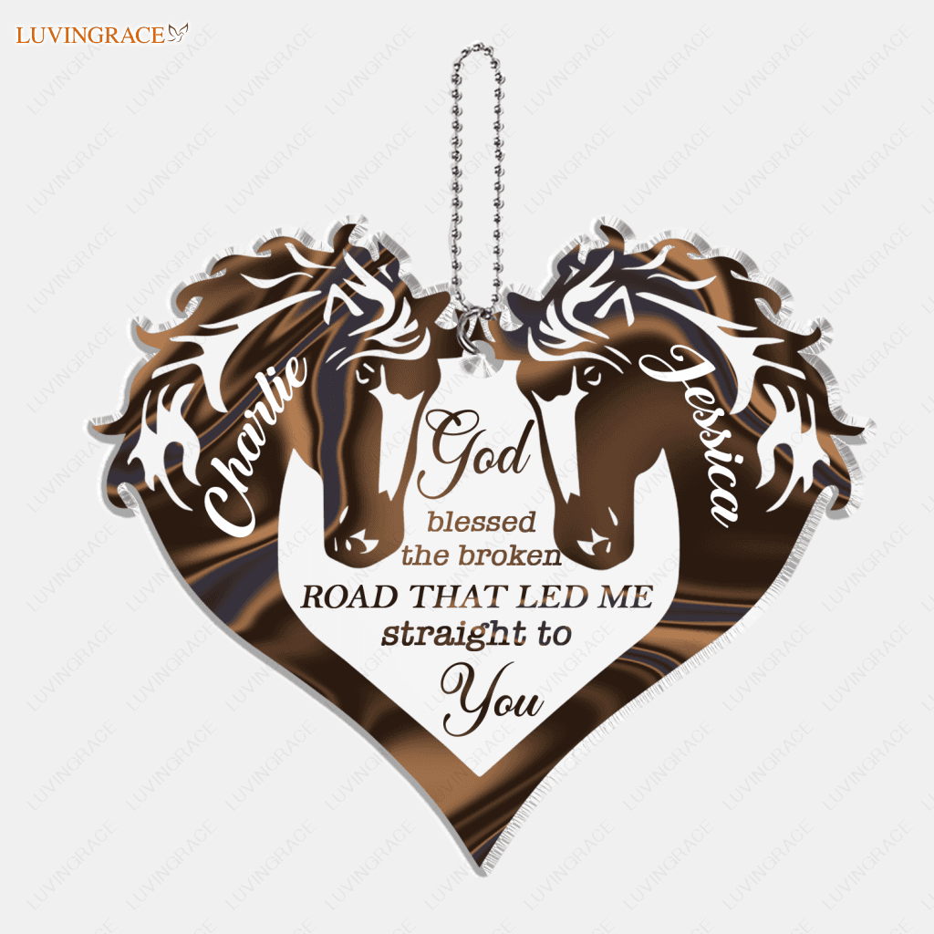 Hologram Horse Couple God Blessed Personalized Transparent Ornament