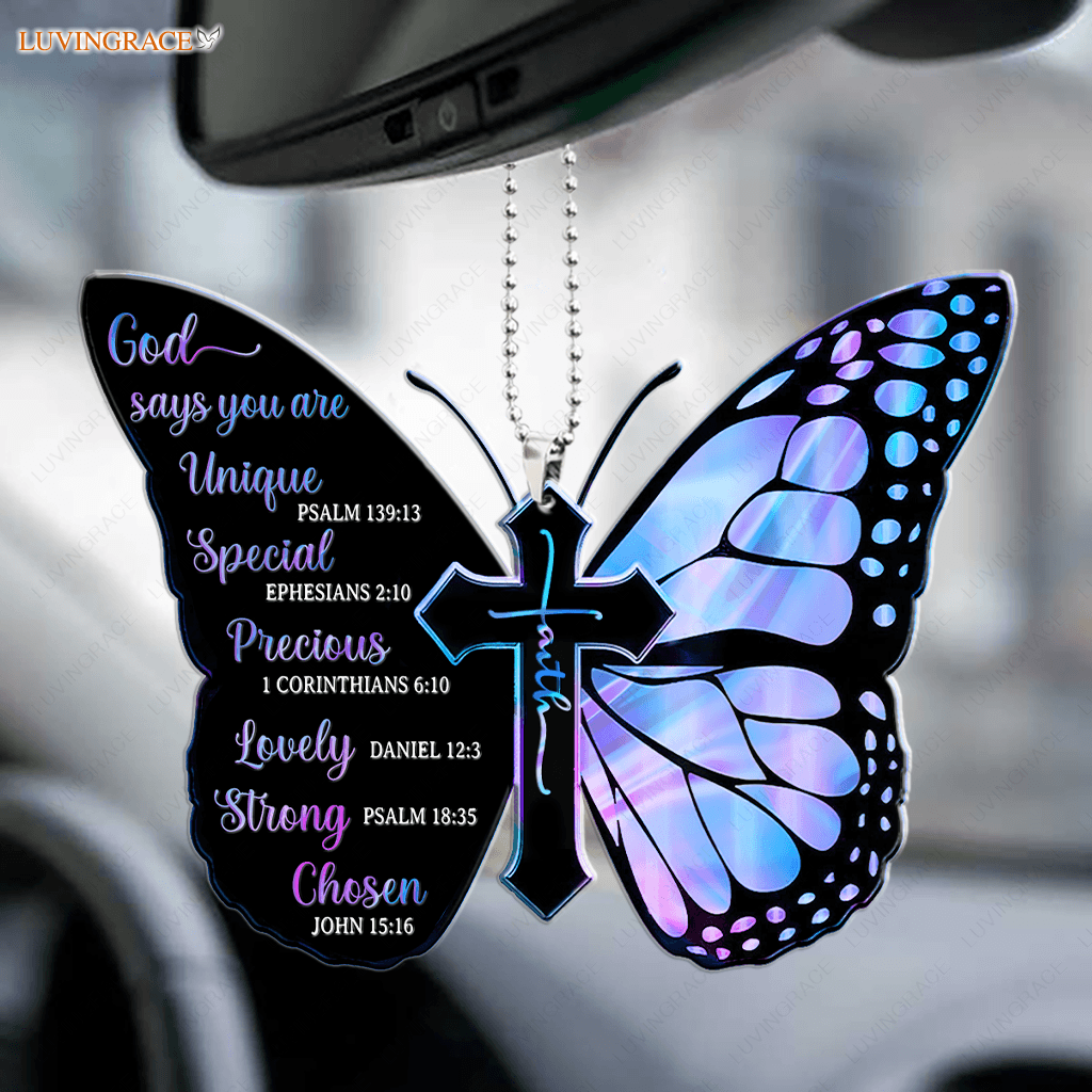 Hologram Magic Butterfly God Says You Are Ornament