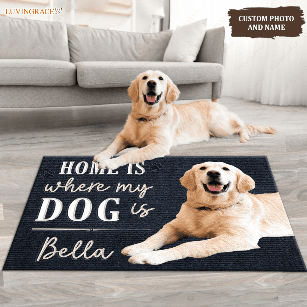 Home Is Where My Dog - Personalized Custom Doormat