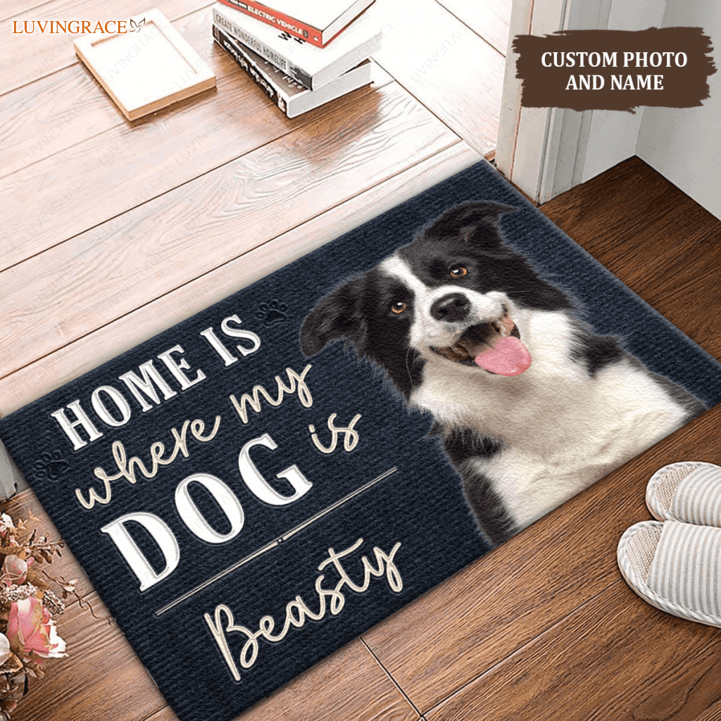 Home Is Where My Dog - Personalized Custom Doormat