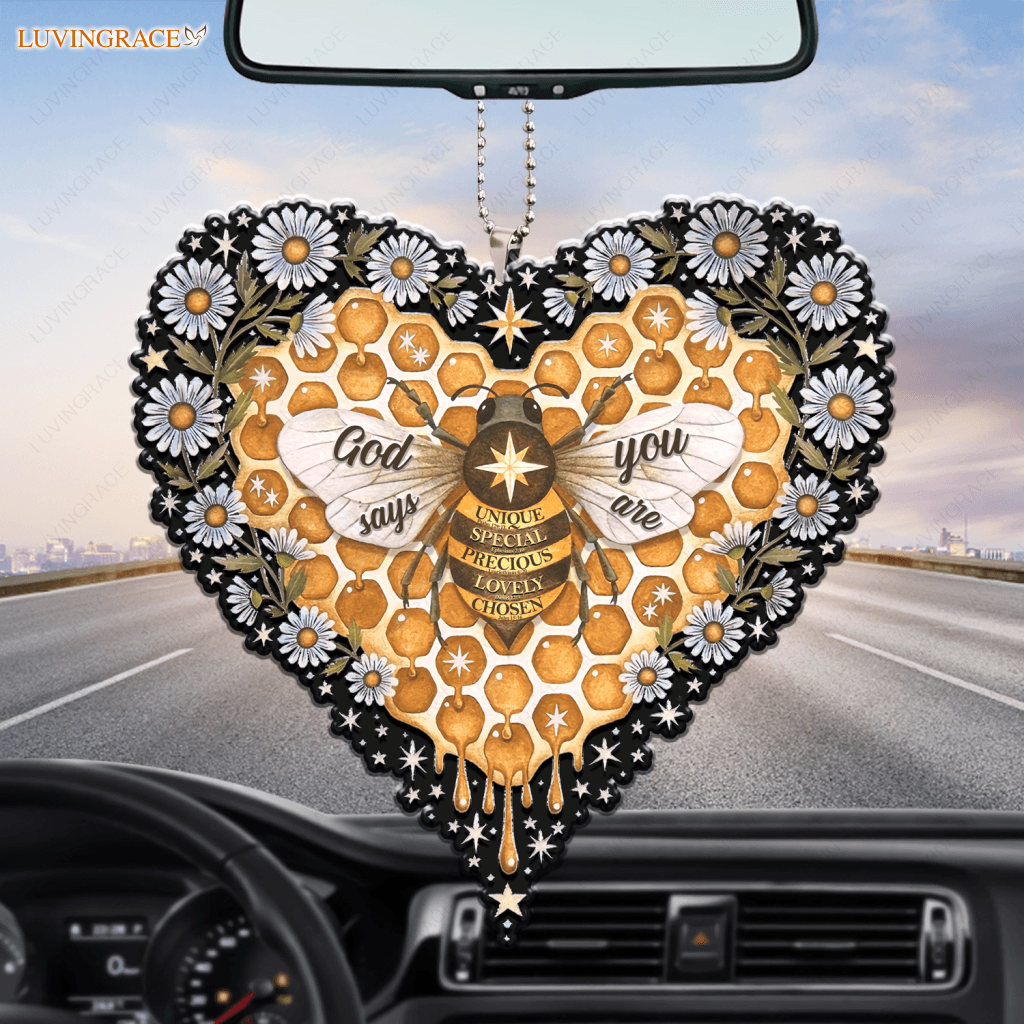 Honey Bee Heart Honeycomb God Says You Are Ornament